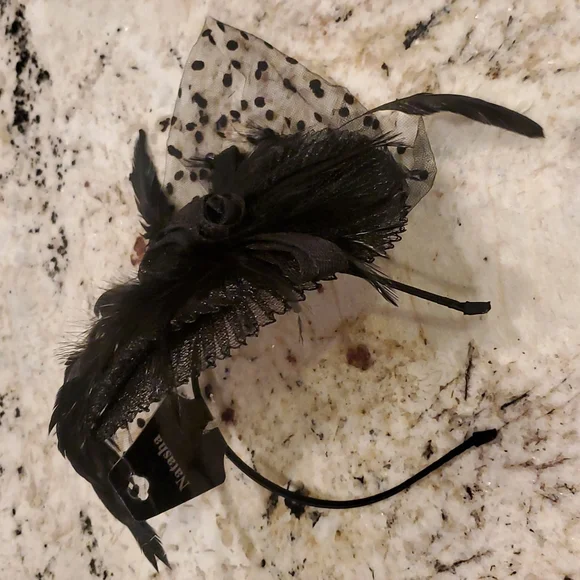 Natasha Black Veiled Headband Hat - Picture 1 of 6